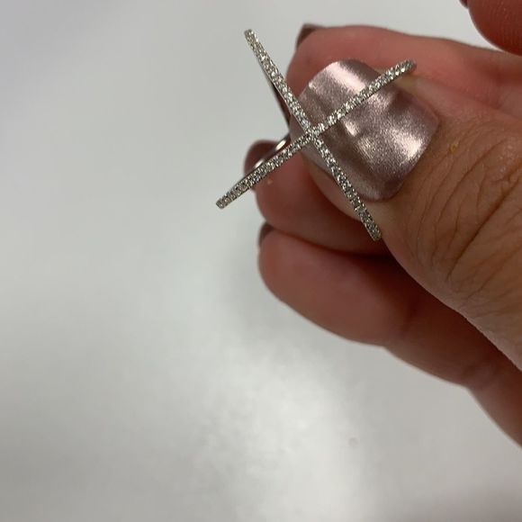 X micropaved diamond saintly minimalist ring - Picture 7 of 12